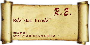 Rédai Ernő névjegykártya